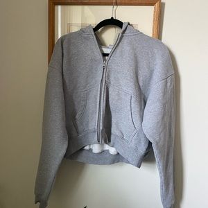 Aritzia TNA grey cropped hoodie